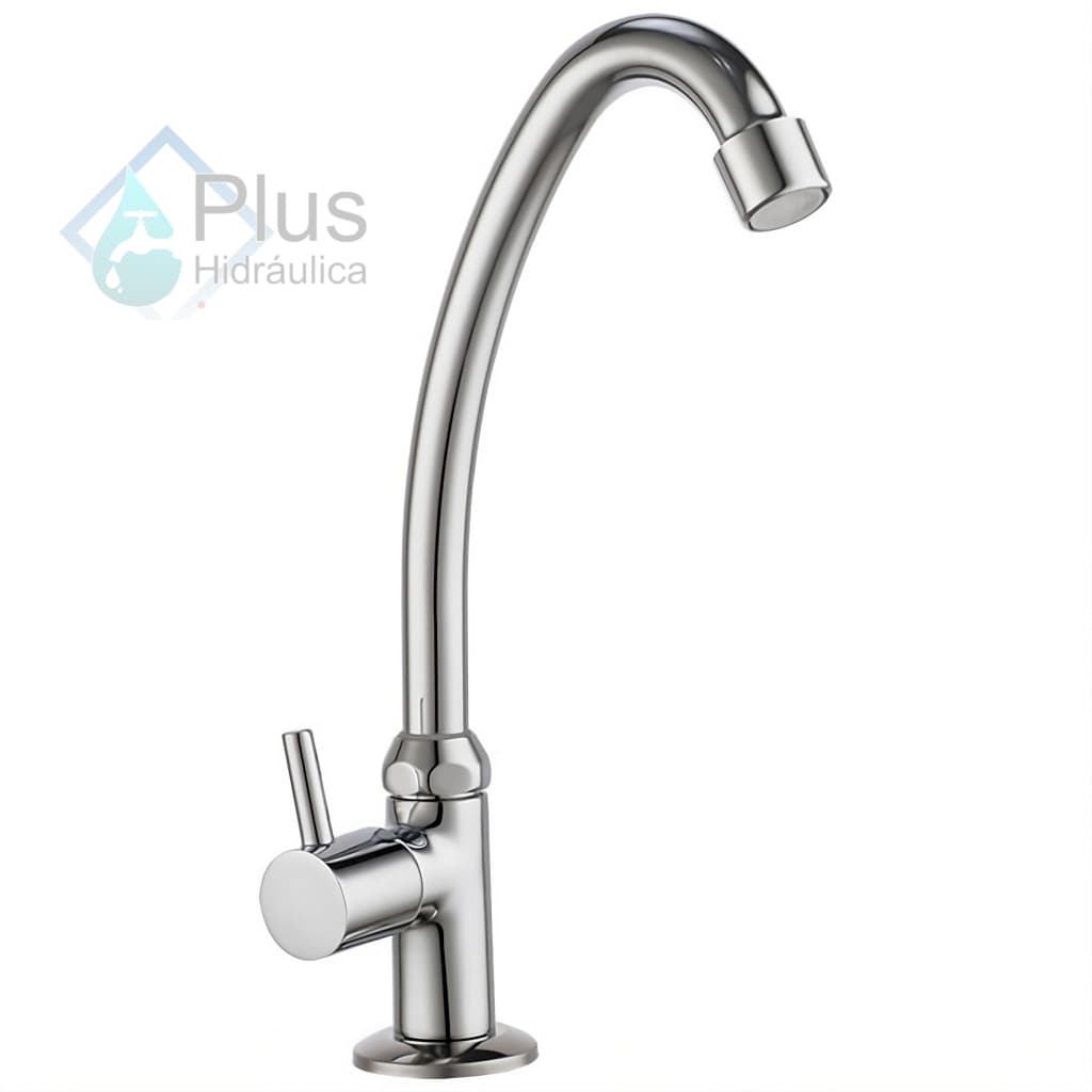 Torneira de Bancada Mesa Bica Alta 1/4 de Volta Banheiro Lavabo Cozinha - Eco Metais