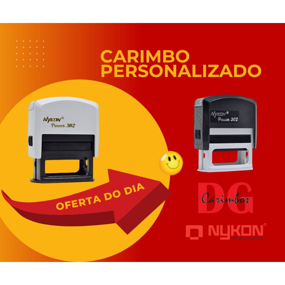 Carimbo Nykon 302 Personalizado com Seus dados Profissionais - Medida 14x38