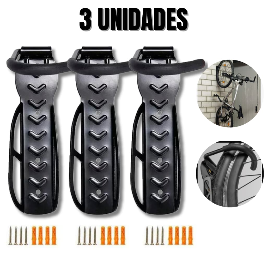 Kit 3 Suporte Parede Gancho Resistente Pendurar Bicicleta Bike