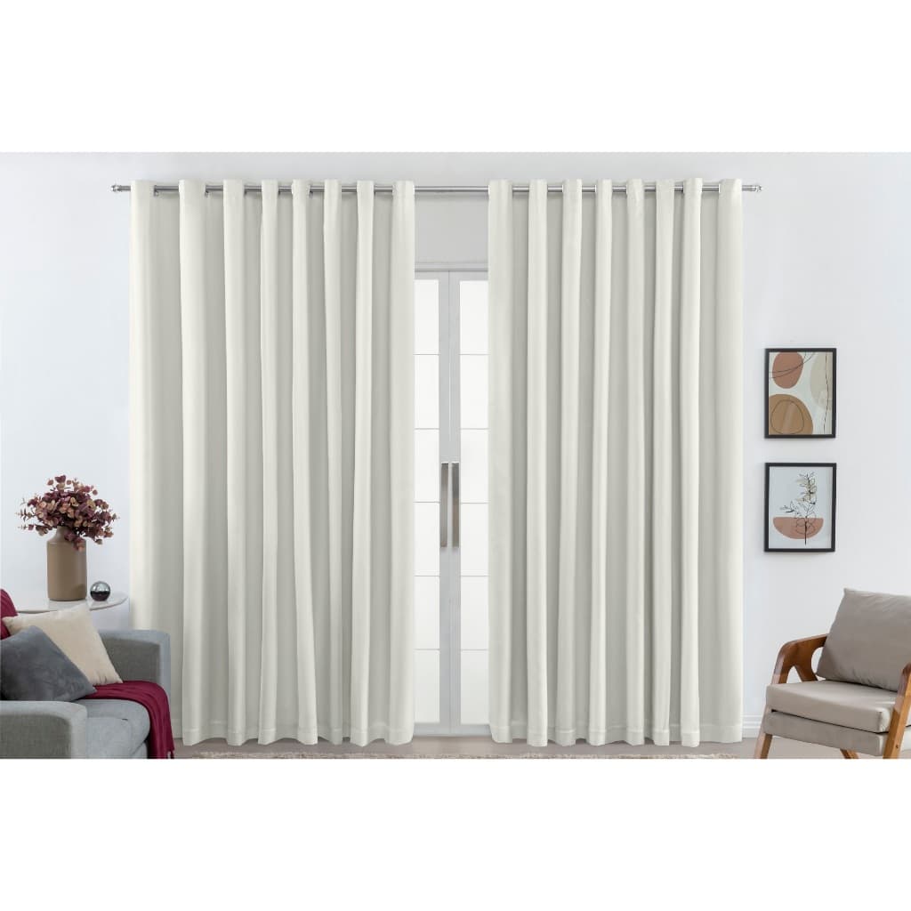 Cortina Blackout Tecido Com Voil 7,00M x 2,70M 90% Blecaute Corta Luz Para Varão Simples Quarto Sala