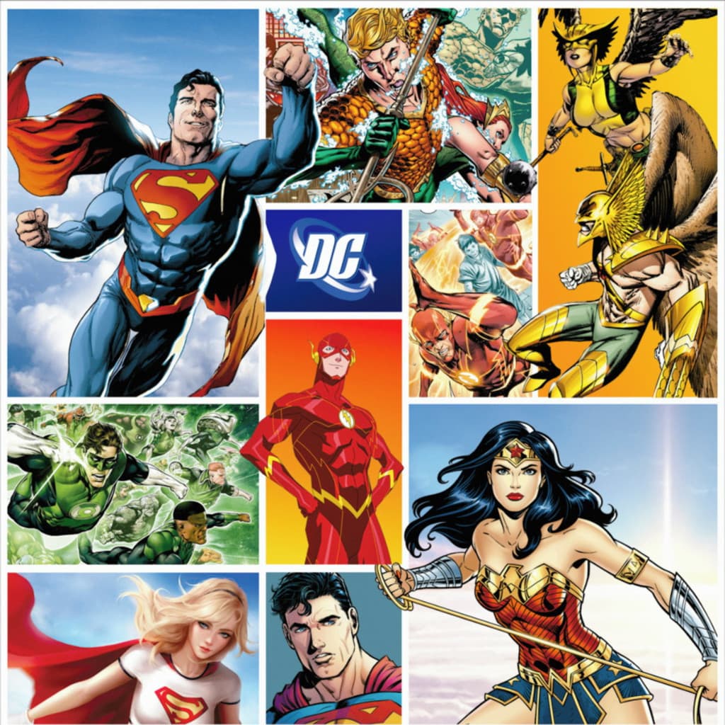 Papel de Parede Adesivo Infantil Personagens DC Super Man Mulher Maravilha Flash Decoração Quarto Bebê Menino Criança