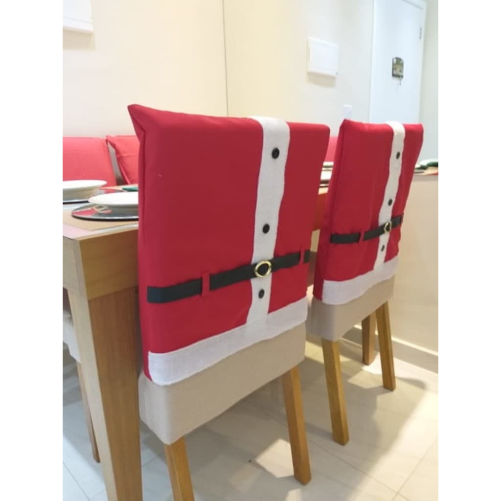 kit 8 capa de cadeira natalina roupa papai noel 45x45cm decoracao de natal Luxo