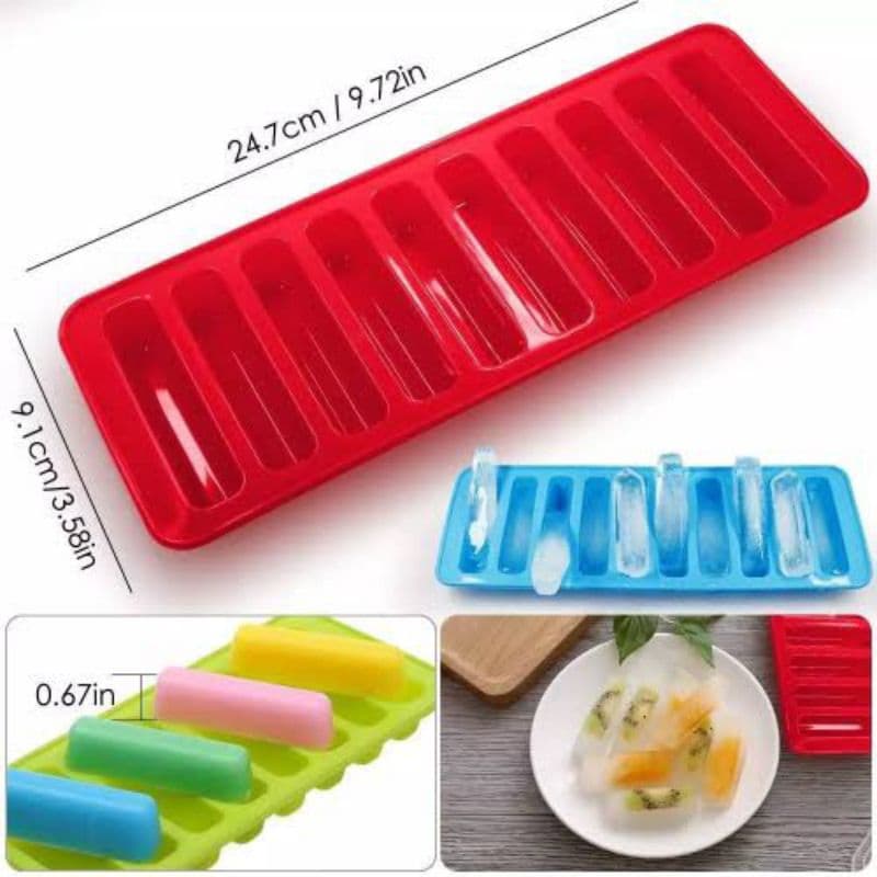 Forma para Gelo silicone Vermelho, Palito 24,5 x 9