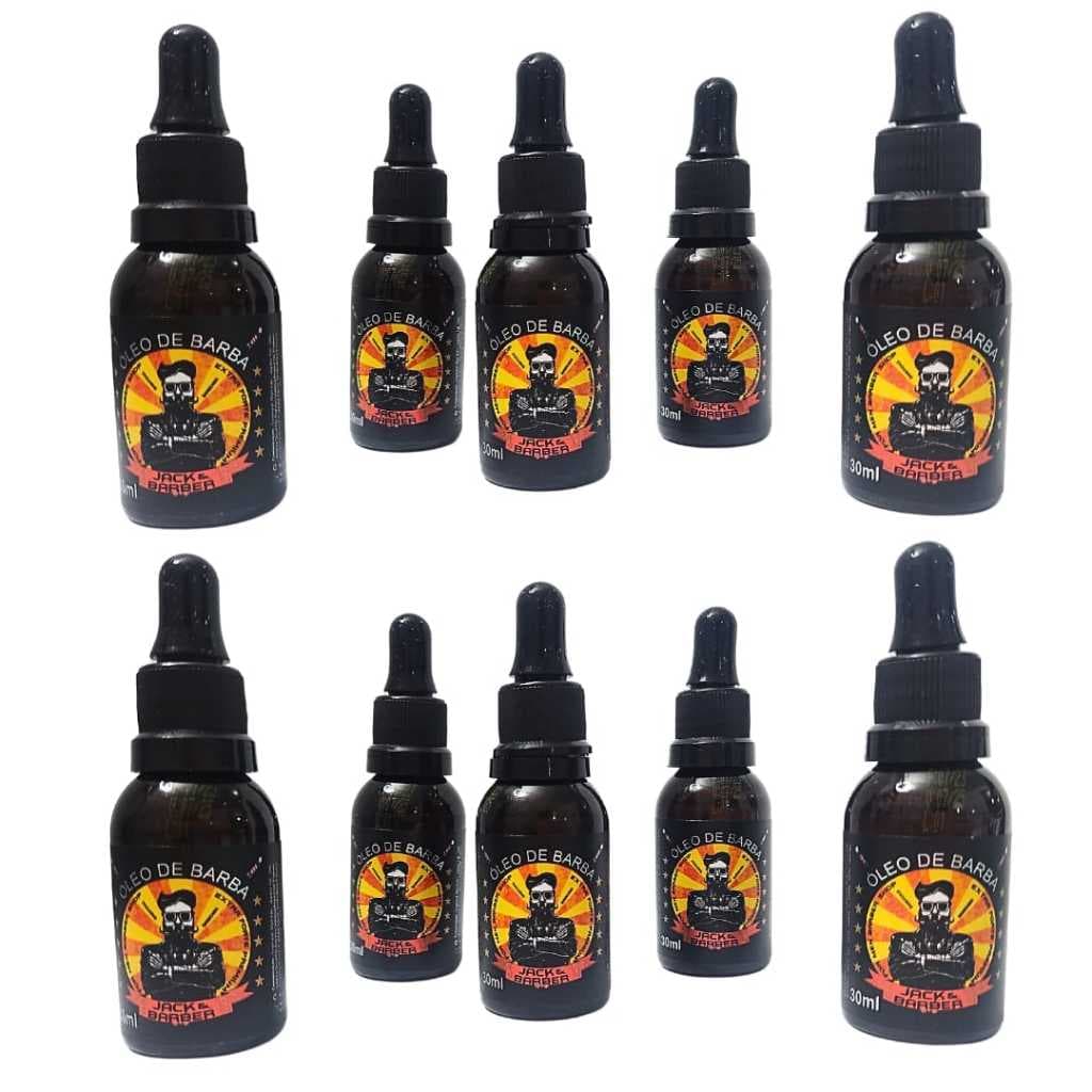 Kit 10 Oleo de Barba Jack e Barber Profissional Barbeiro