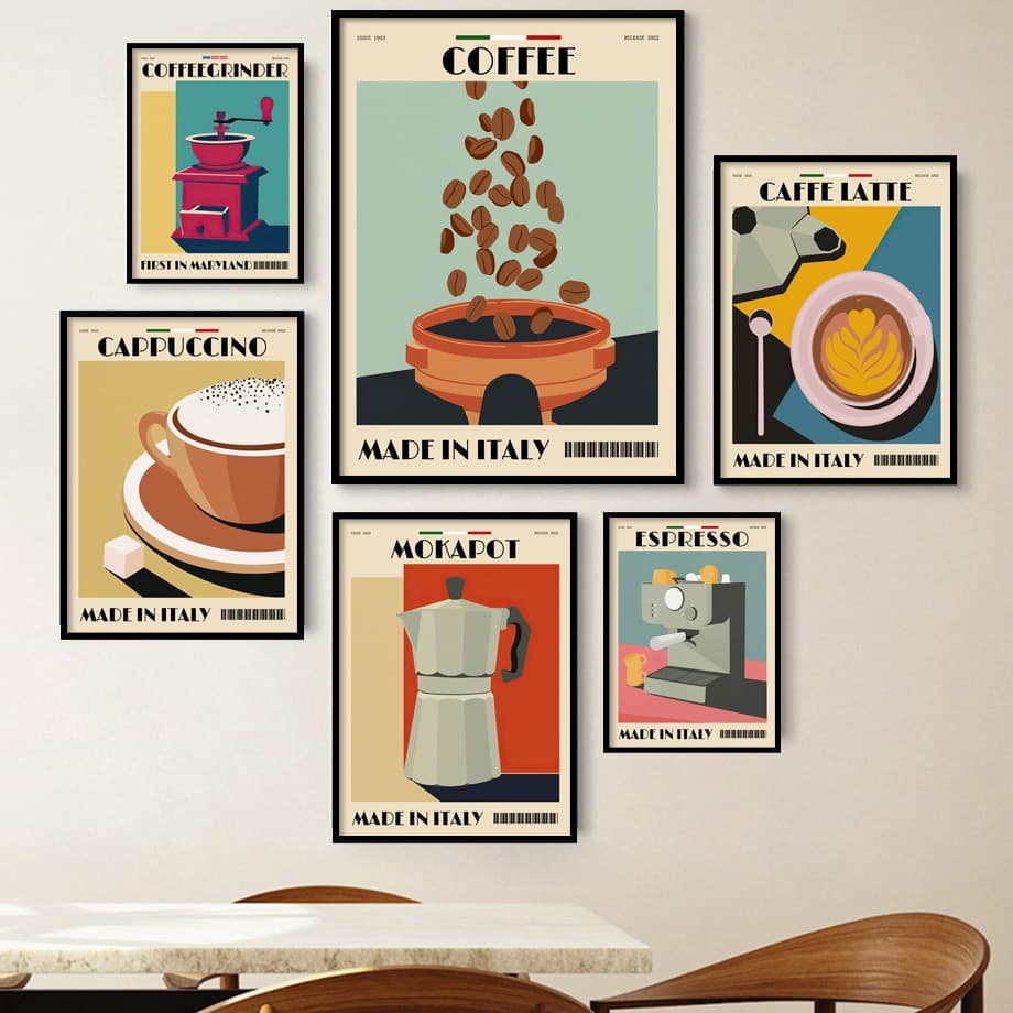 Quadro Italiano, Coffee Pot, Feijão, Fotos de Parede, Café, para decoração da casa