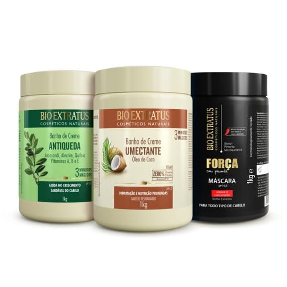 Kit Cronograma Força e Crescimento Capilar Bio Extratus 1Kg (Jaborandi, Umectante e Força)