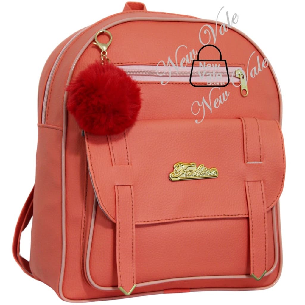 Mochila Feminina Bolsa Mochilinha Fashion c\ Lindo Design + Chaveiro Pompom Moda Blogueira.