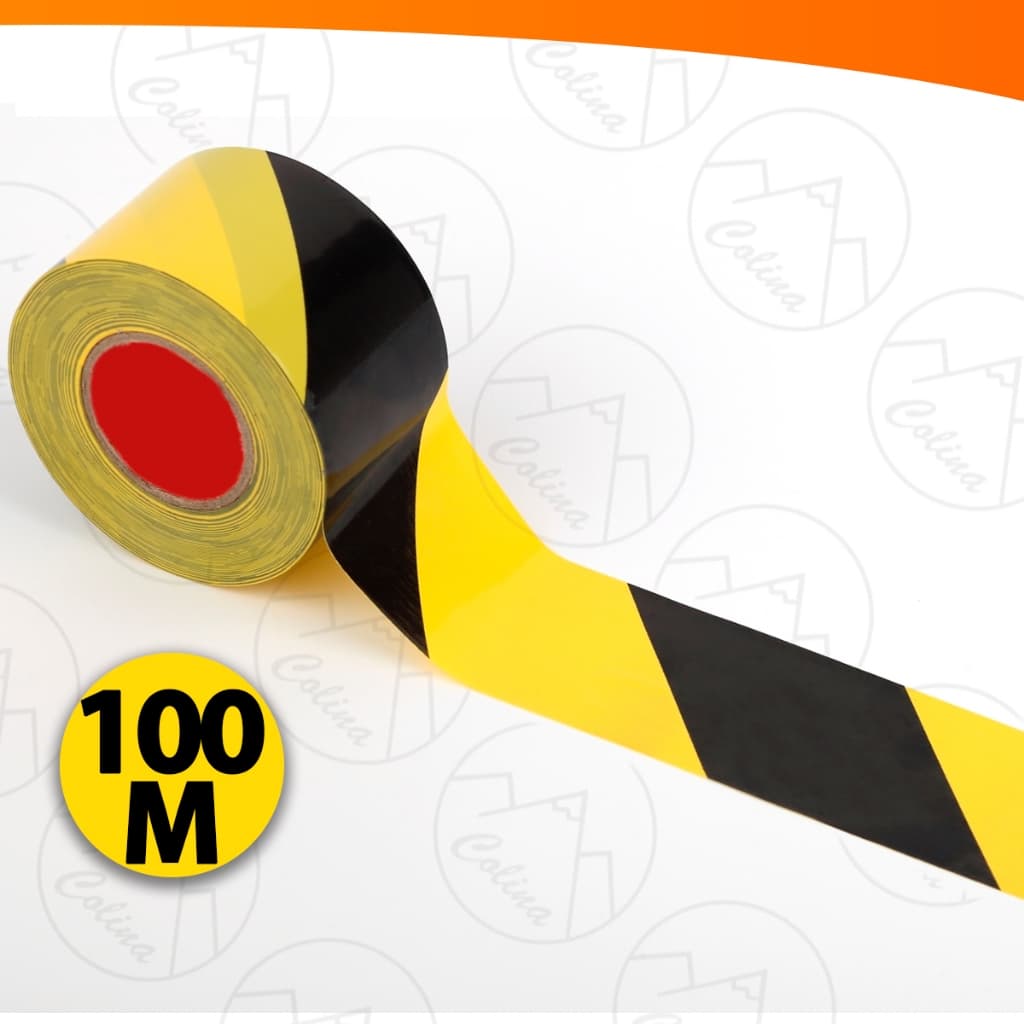 Fita Zebrada Sinalização Amarela E Preta 100M x 45mm Isolamento Demarcação