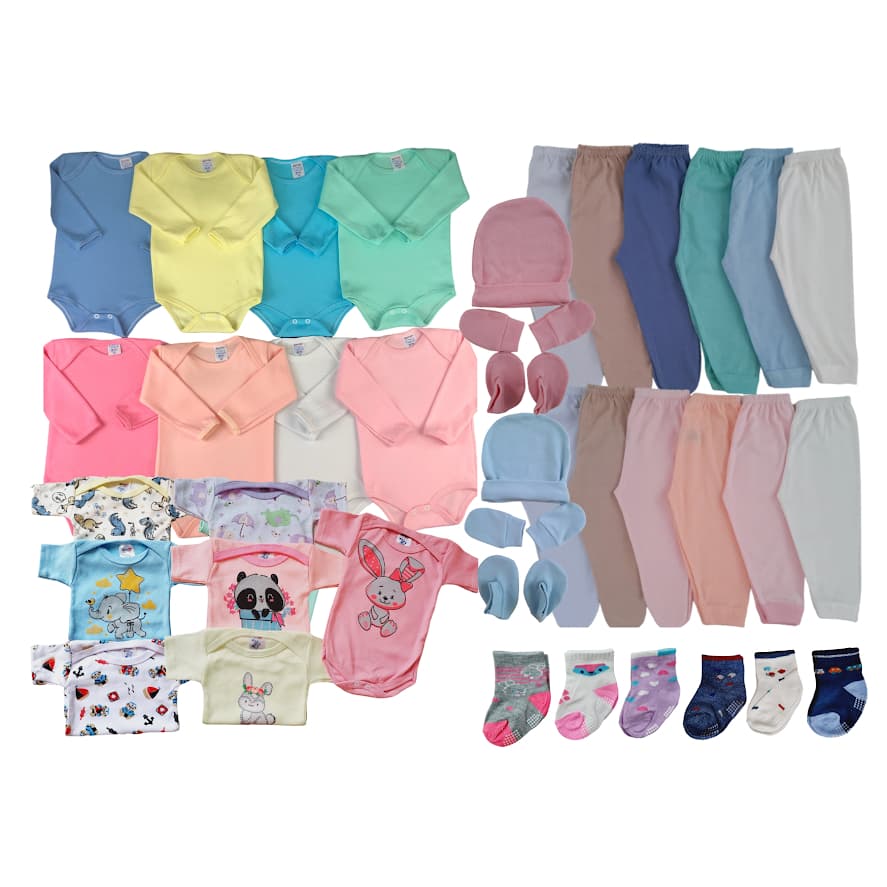 Kit 15 peças Enxoval Body + Mijão Algodão bebê menino ou menina
