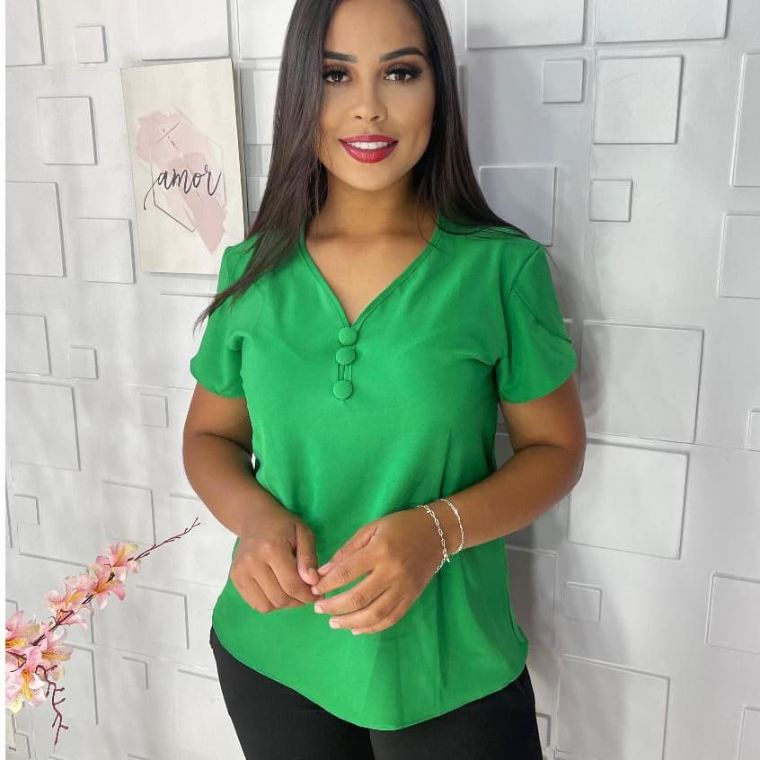 Blusa social evangélica estampada com botões forrados