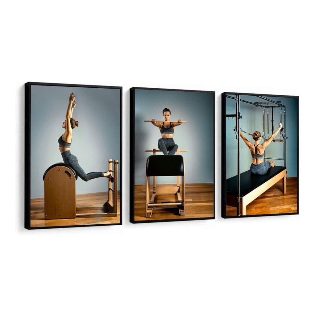3 Quadros Decorativos Academia Pilates 120x60cm