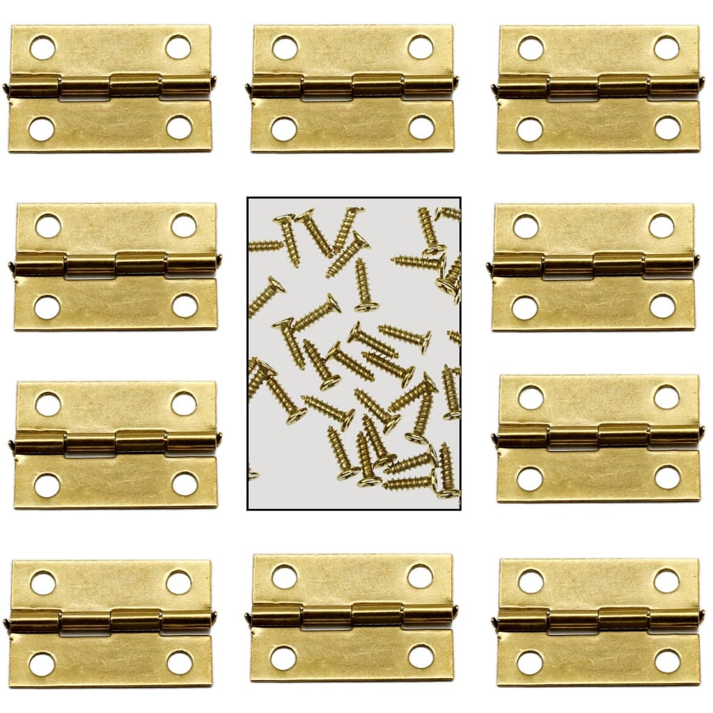 kit Mini Dobradiça Dourado + Parafusos 8mm para Artesanato Caixas