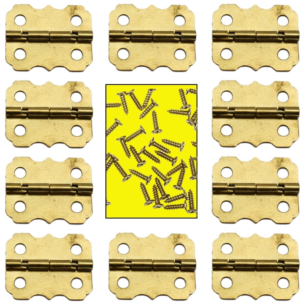 KIT Mini Dobradiça + Parafuso 8mm Para Artesanato Caixas MDF