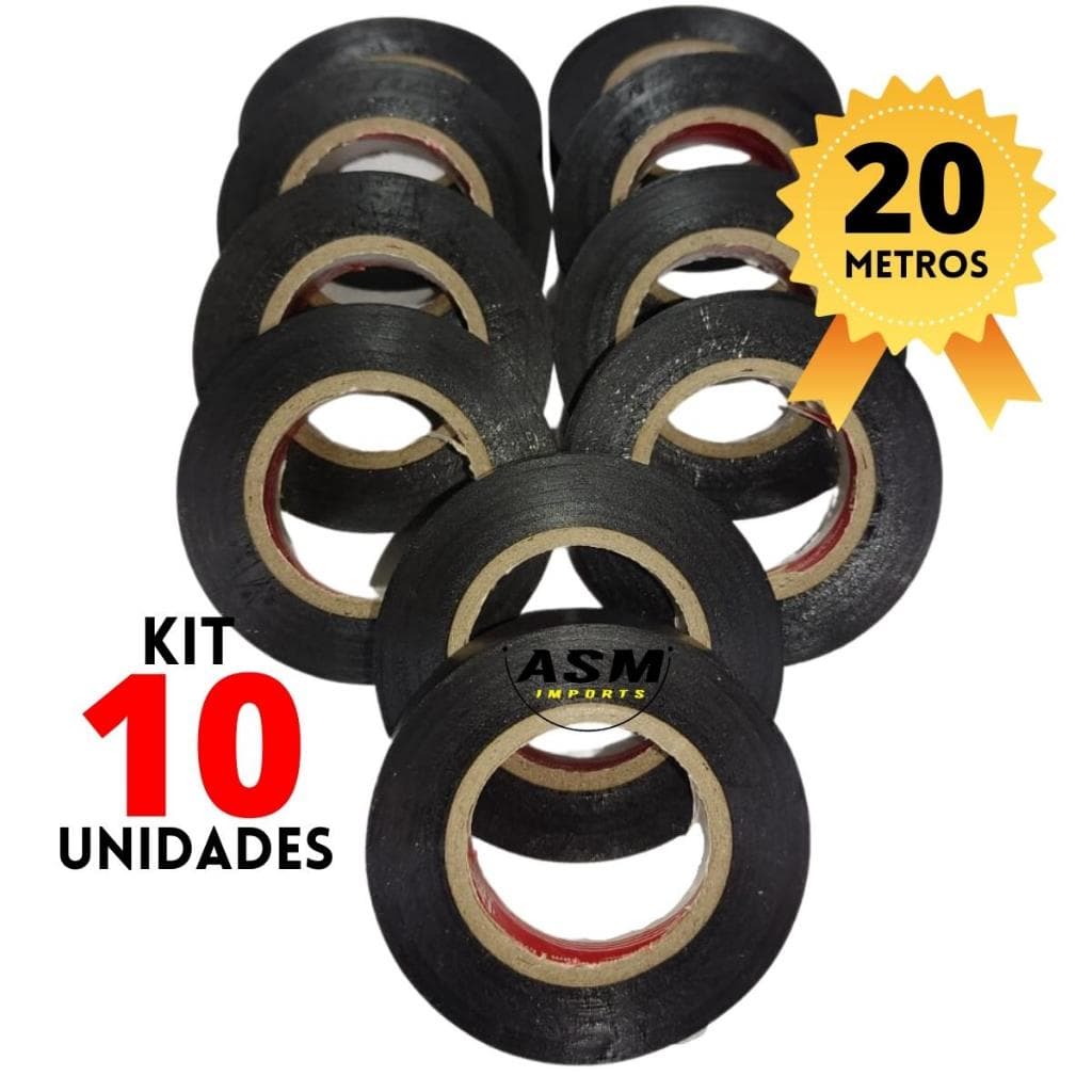 Fita isolante 17mm x 20 metros ou 10 metros preta excelente cola Reduz a vulnerabilidade, Classe de Tensão de 750V, Resistente a raios fita anti chamas fio elétrico fitas isolante para tomadas e fio