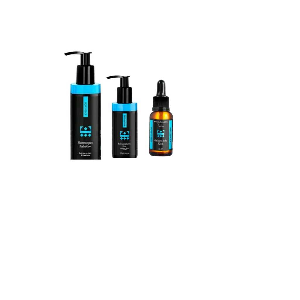 KIT EMBAIXADOR 1 SHAMPOO GOOT 200ML e BALM PARA GOOT 12OML e OLEO PARA  BARBA GOOT 30ML