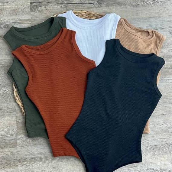 Body Regata Inspiração Za-ra Canelado Anarruga de Algodão Premium
