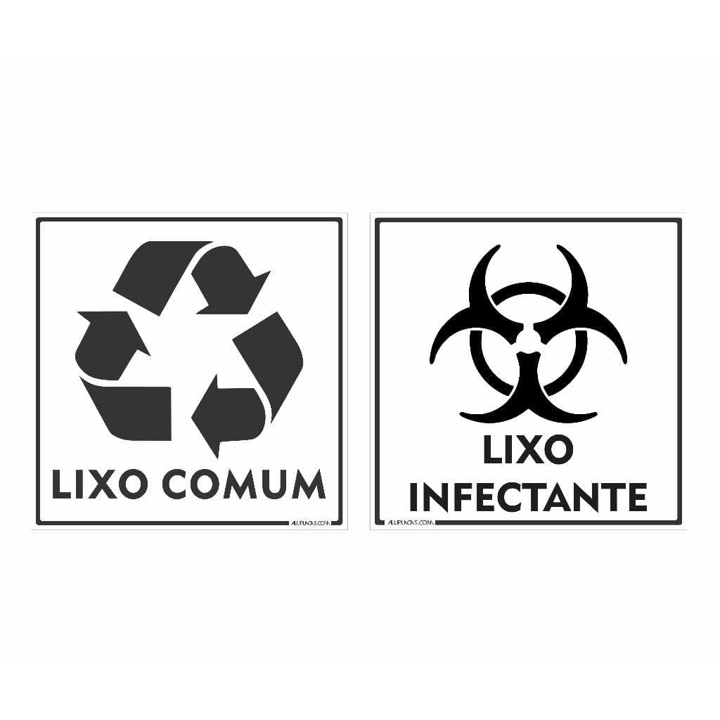 Placas Lixo Infectante e Lixo Comum 30x30cm Em alumínio