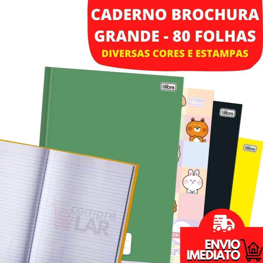 Caderno Brochura Grande Capa Dura Sem Espiral 80 Folhas Tilibra 27,5x20cm