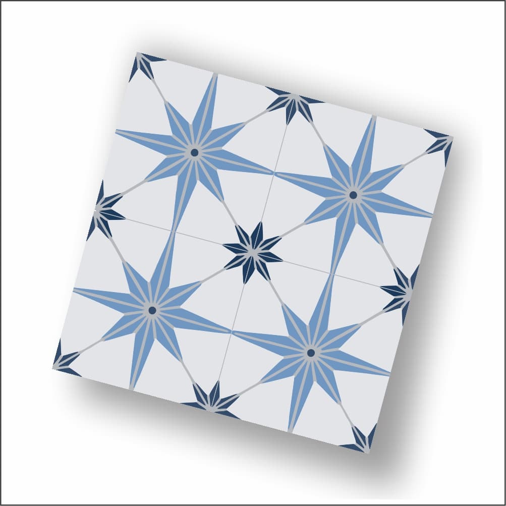 Vinil Adesivo Chão Parede Antiderrapante Ladrilho Estrelado Azul