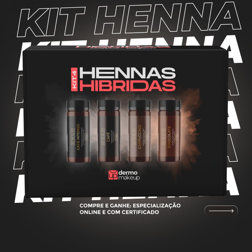 Kit 4 Hennas Dermo Makeup Sobrancelha Profissional Pronta para Uso Design de Sobrancelhas Fixação