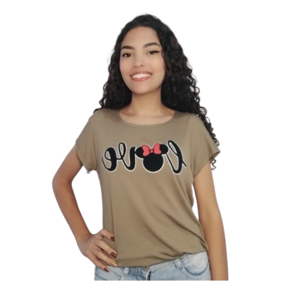 Blusa T-shirt Feminina Estampa Mickey Baby Look