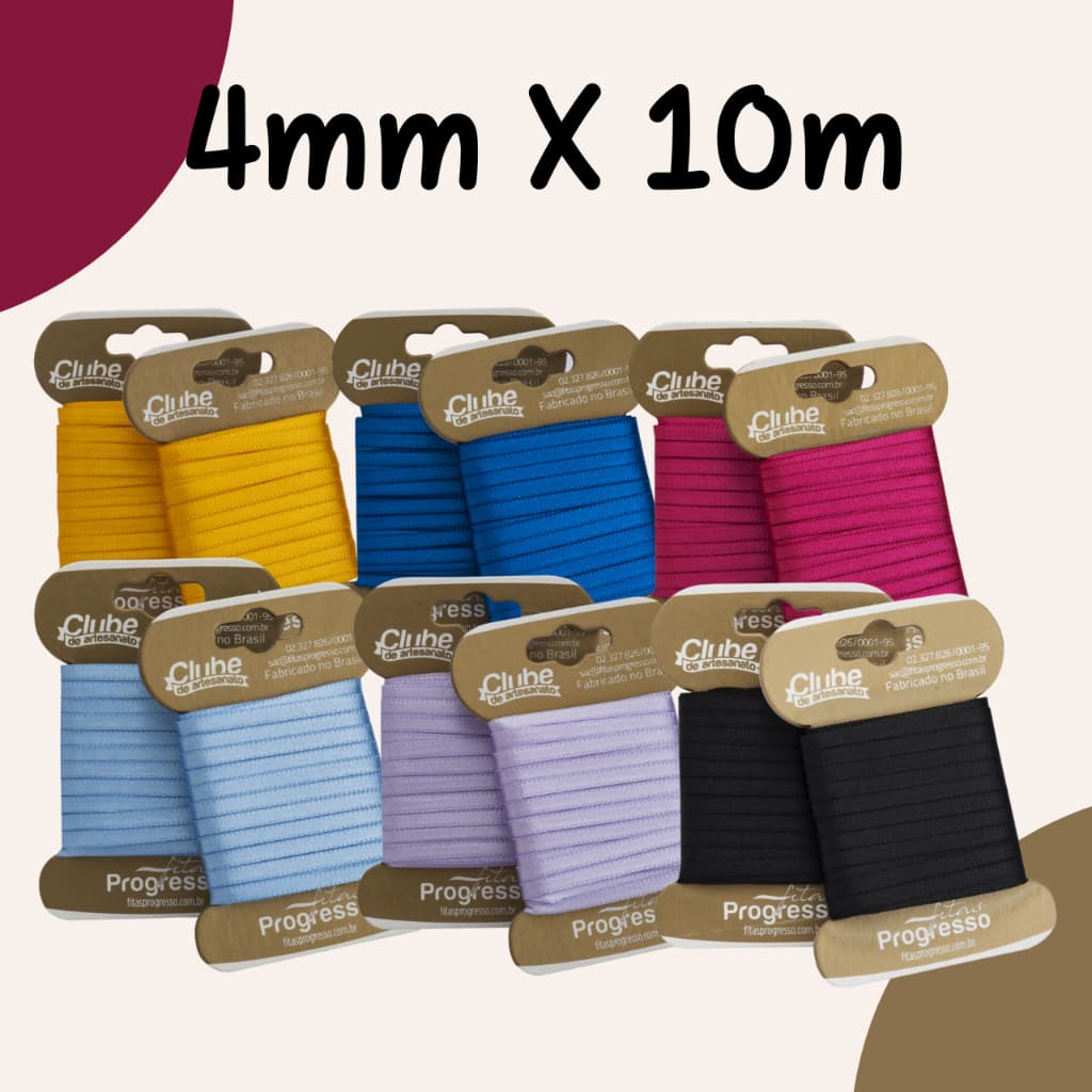 Fita em Cetim 10 m x 4 mm - 1 unidade Fitas Progresso Rizzo Confeitaria