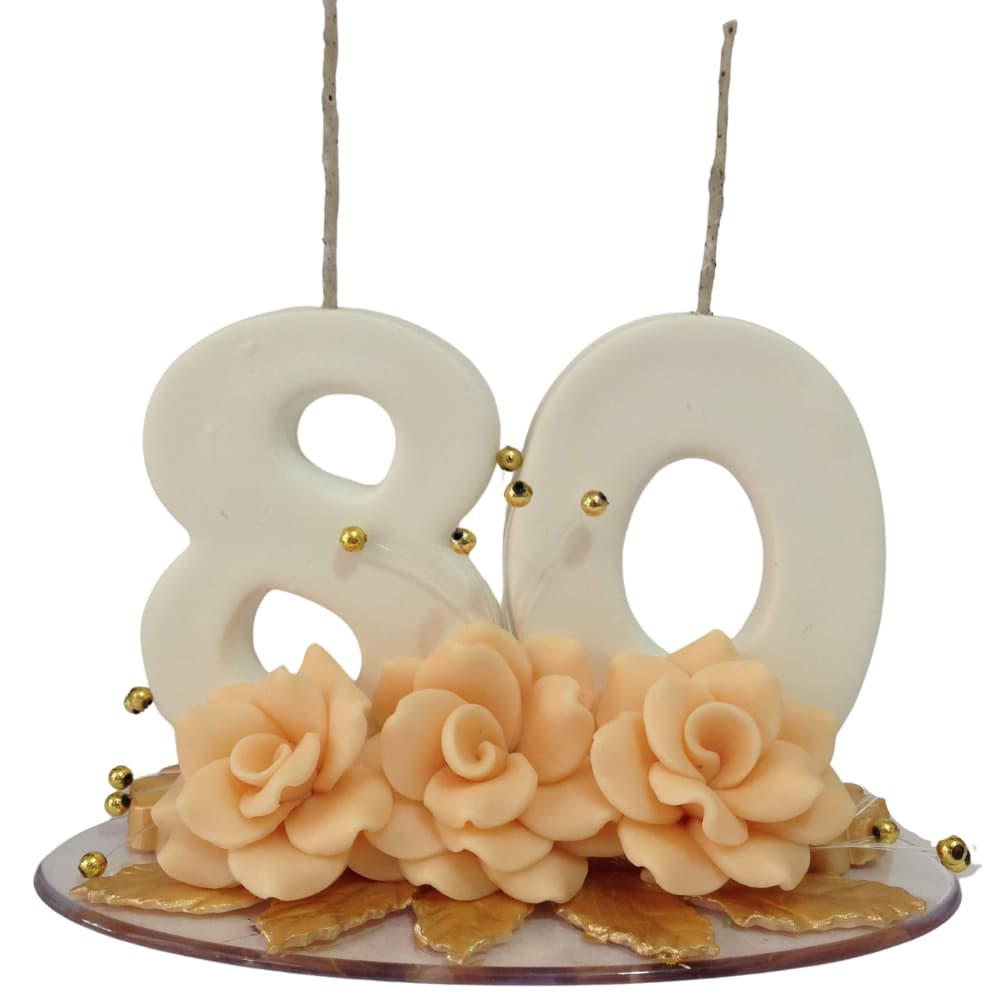 Vela Topo de Bolo em Biscuit 80 anos  e outras idades