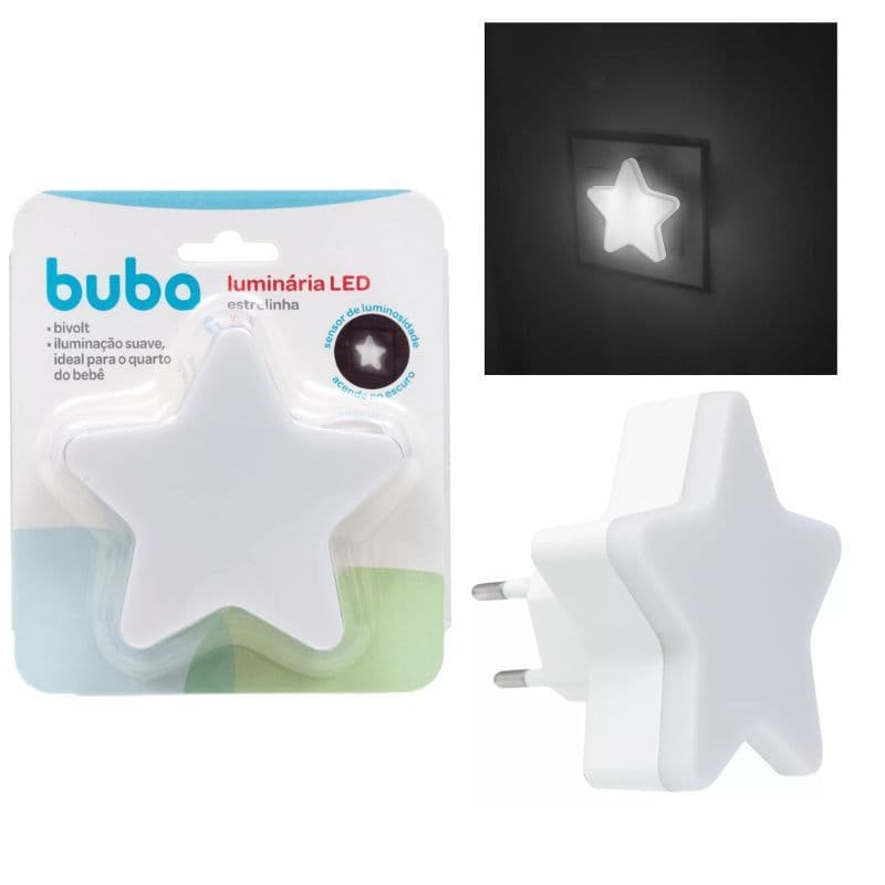 Luz Noturna de LED Sensor De Luminosidade Automática Quarto Bebe Estrelinha Bivolt - Buba