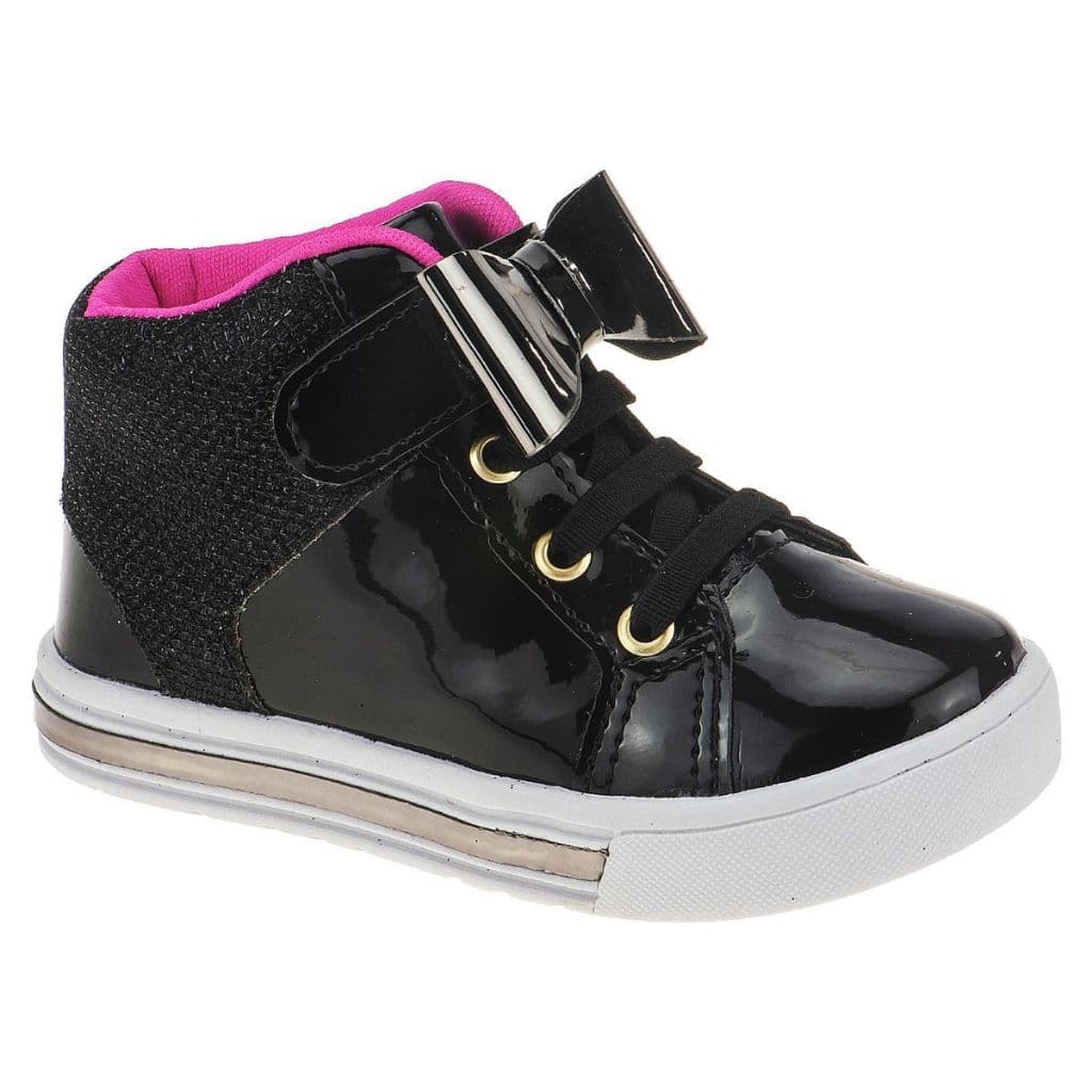 Tênis Infantil Menina Glitter Laço Cano Médio Brilho Casual Moda Confortável Feminino Blogueirinha