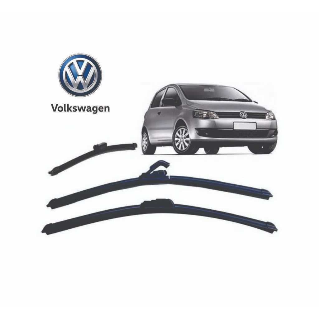 Kit de 3 Palhetas para Limpador de Parabrisa Dianteiro + traseiro para Vw Fox 2003 A 2012