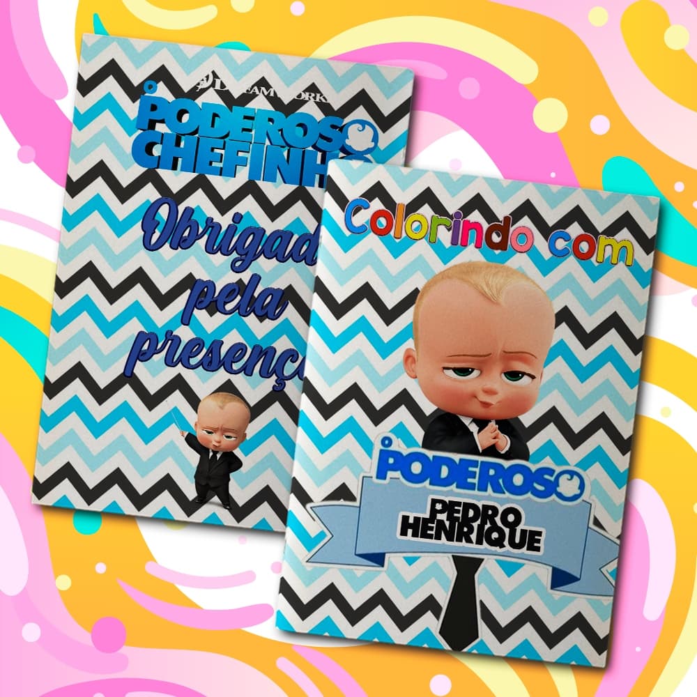Livreto 8 Paginas Para Colorir Festa Infantil Tema Personalizado Poderoso Chefinho Livrinho