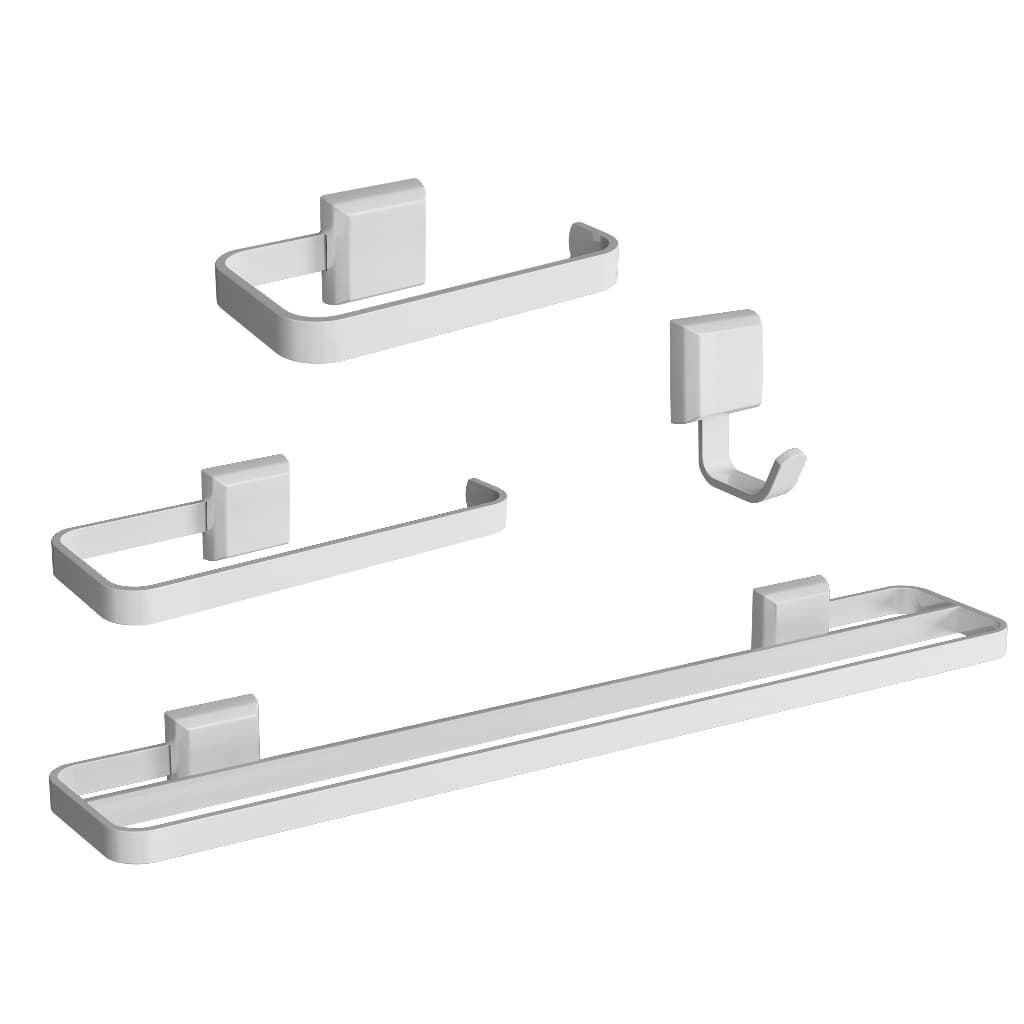Kit Acessórios Para Banheiros 4 Peças Lavabo Com Toalheiro Duplo Branco