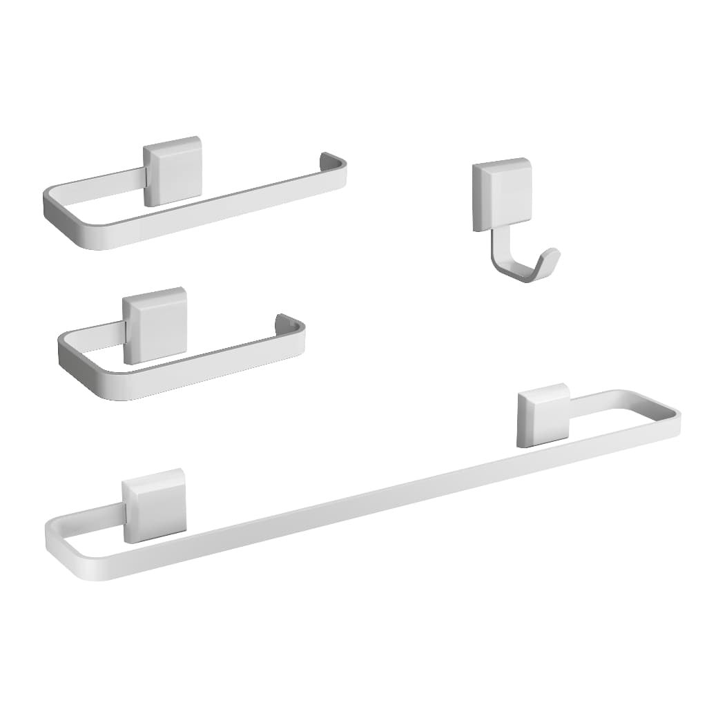 Kit Acessórios Para Banheiros 4 Peças Lavabo Banho Luxo Branco