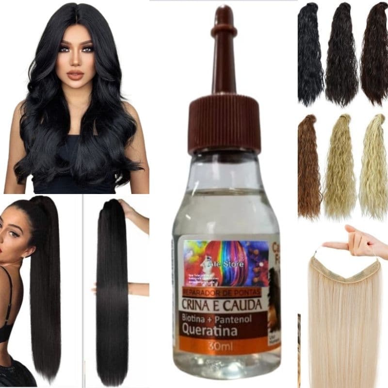 sérum reparador cabelo aplique orgânico natural e sintético humano