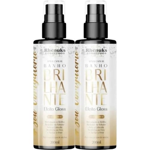 Kit 2 Spray Capilar Banho Brilhante 200ML Efeito Gloss - Sem Enxague