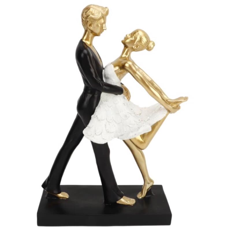 Escultura de Casal Dançando, Figuras Abstratas Escultura de Casal Dançando Decoração, Romântico Ouro Decorativo para Casa