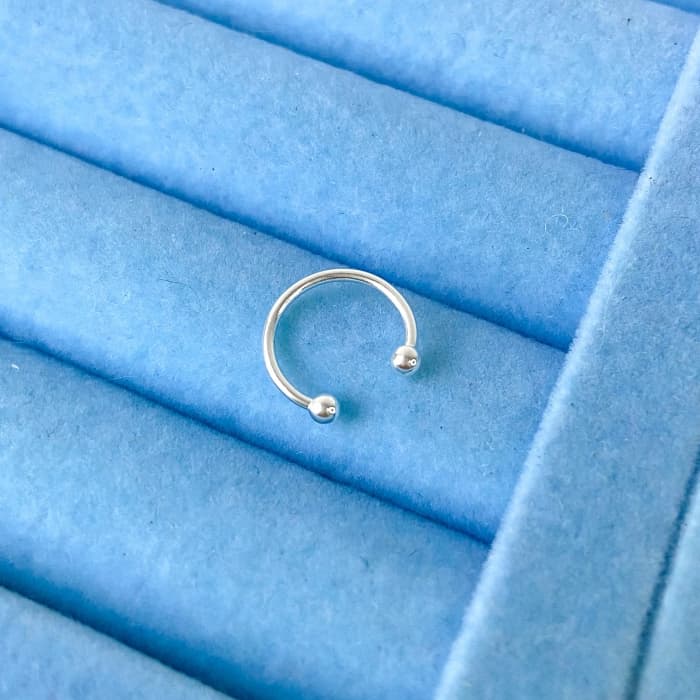 Piercing Fake Simples - Banhado a Prata - Brinco de Pressão Unissex Ajustável Delicado Minimalista