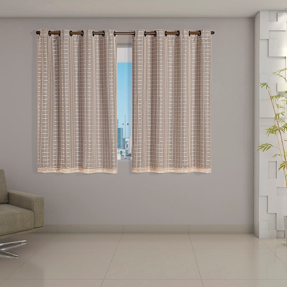 Cortina Blecaute PVC com Tecido Voil  Xadrez 2,80 m x 1,60 m