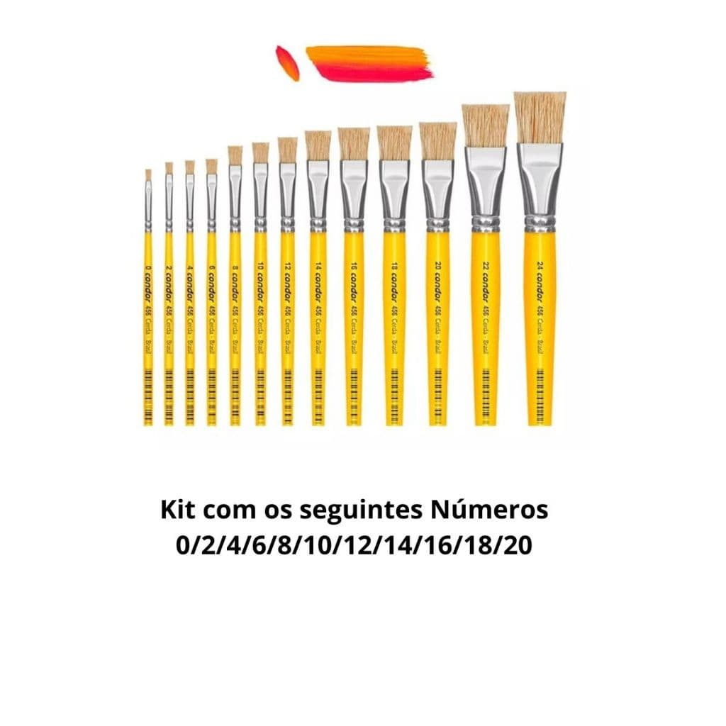 Kit 11x Pincel Condor 456 Pintura Tecido Madeira Artesanato Tela TAMANHOS 0,2,4,6,8,10,12,14,16,18 e 20