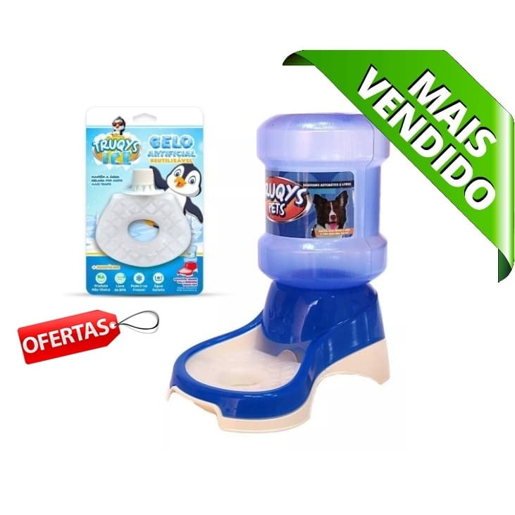 Bebedouro Automático Para Cães Gatos 2l + Limitador de Água Para Bebedouro Truqys Pets Ice COR: AZUL Top