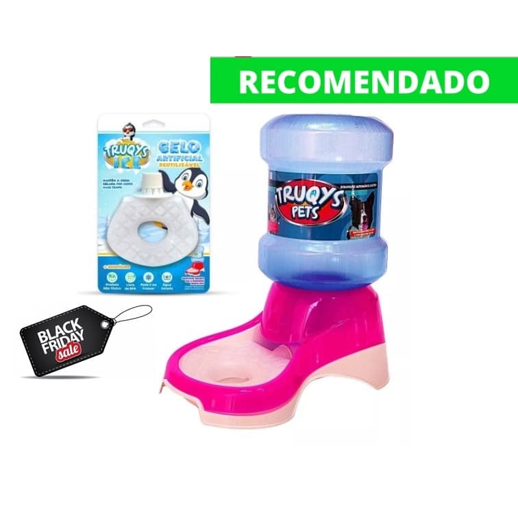 Bebedouro Automático Para Cães Gatos 2l + Limitador de Água Para Bebedouro Truqys Pets Ice COR: ROSA Top