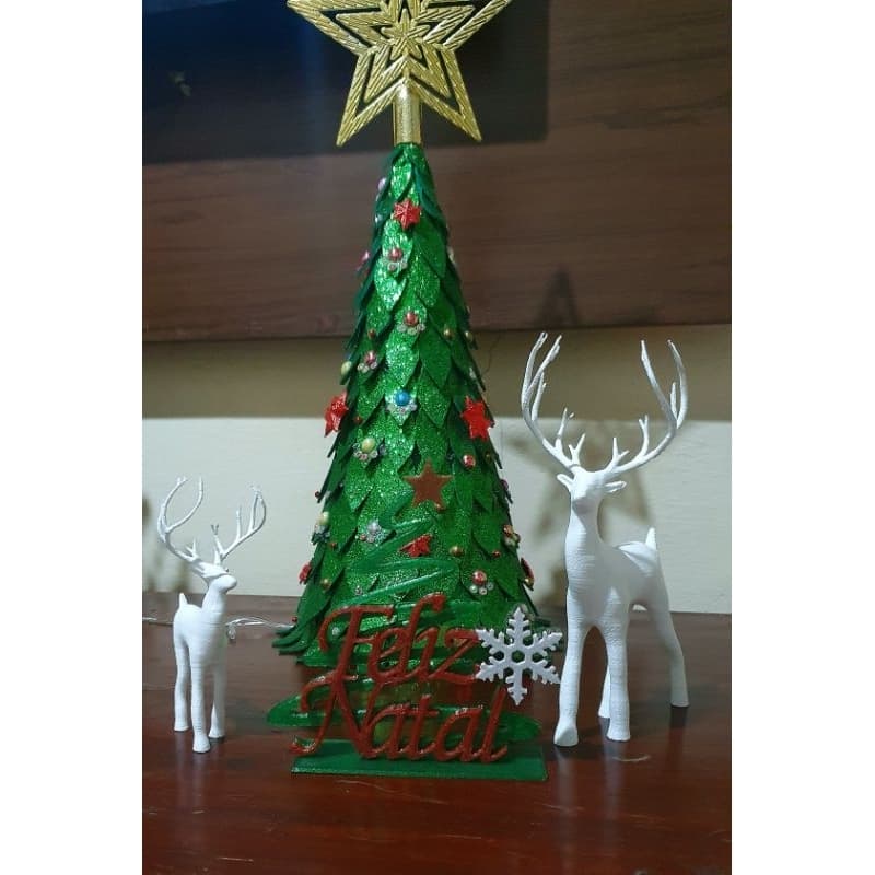 Rena Natalina Decorativa 3D – Enfeite de Natal Branco | Impressão 3D Moderna | Decoração de Mesa e Sala