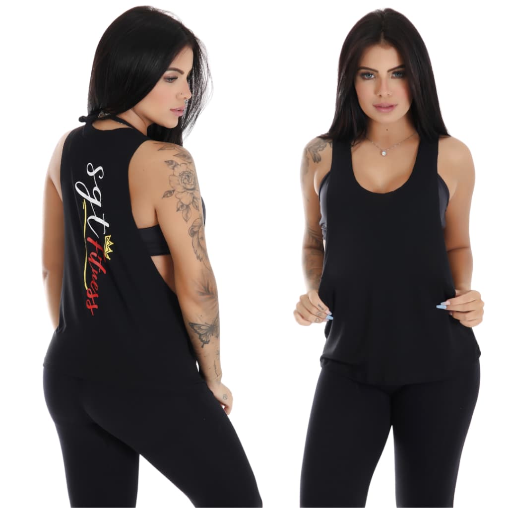kit 2 Regatas Feminina Nadadora Fitness com Estampa nas Costa Academia