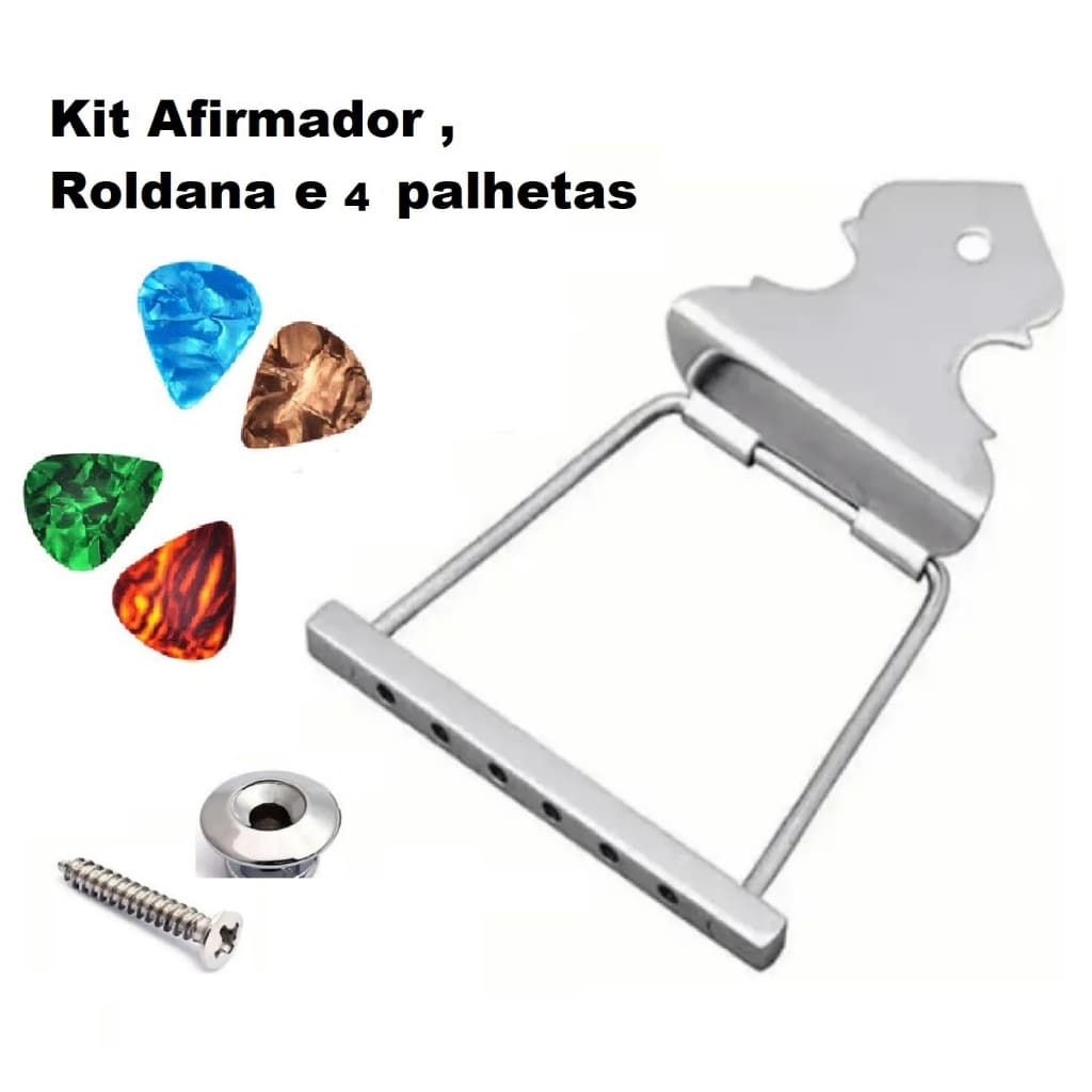 Cordal Afirmador Cromado Para Violão 6 Cordas Rabicho C/ Roldanas