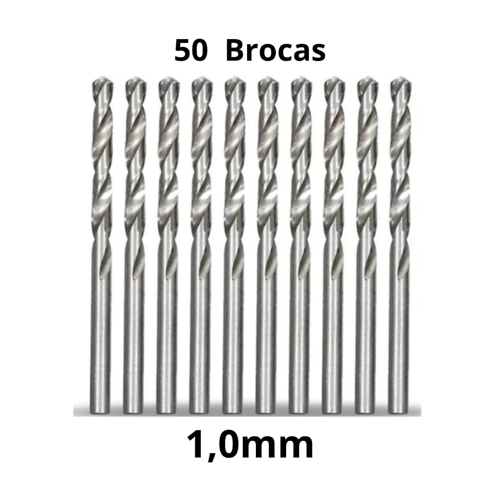 KIT 50 Brocas De Aço Rápido HSS 1 mm Para Metais