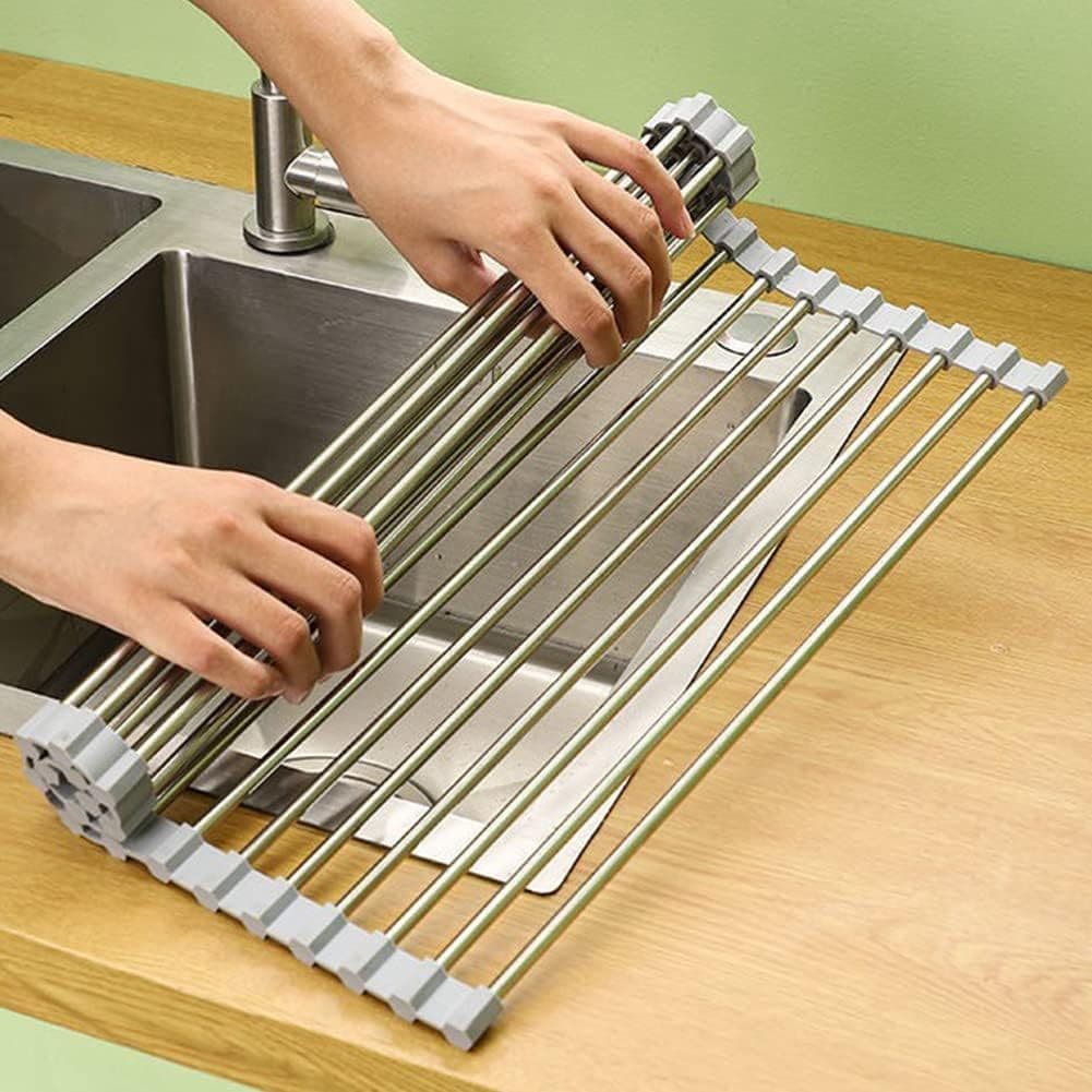 Escorredor Escorredores Multiuso Inox Dobrável Apoio Esteira Louça Louças Pia Flexível Tamanhos Disponíveis Á Escolha