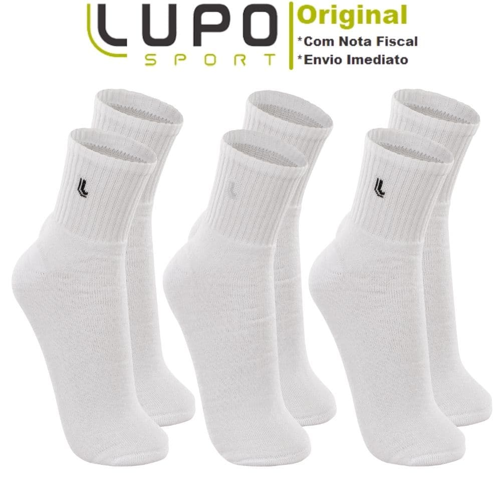 Kit De 3 Pares De Meias Lupo Cano Médio Unissex Em Algodão Tamanho 37 ao 44