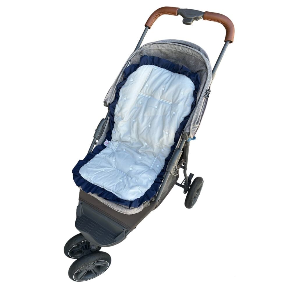 Capa para Carrinho de Bebê Forro para Carrinho Macio Tamanho Universal 100% Algodão Cinza com Marinho