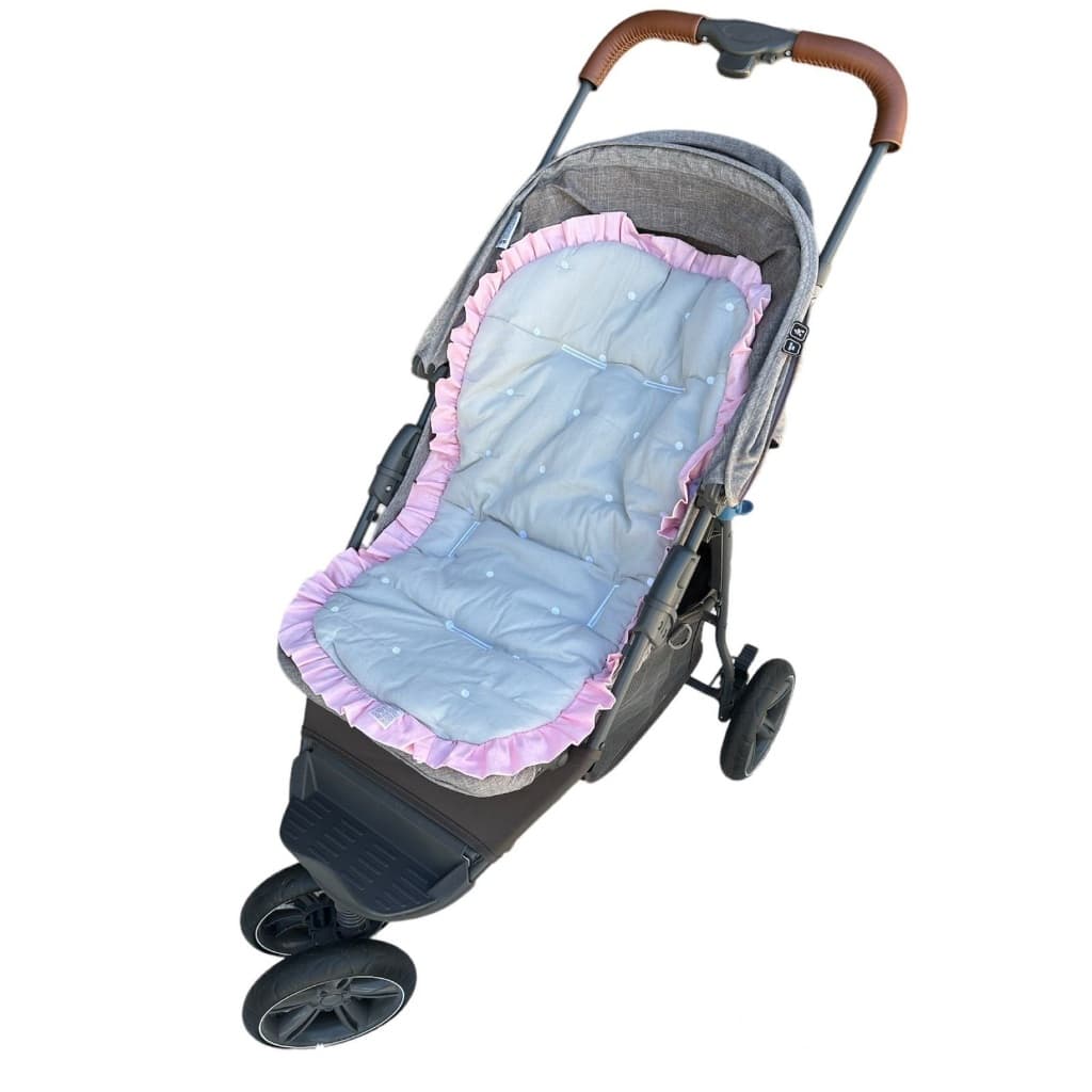 Capa para Carrinho de Bebê Forro para Carrinho Macio Tamanho Universal 100% Algodão Cinza com Rosa