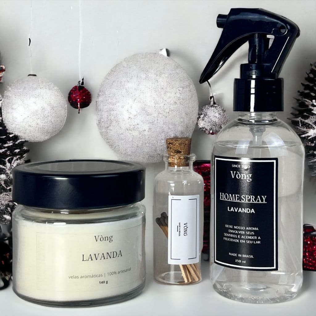 Kit Vela Aromática e Home Spray Lavanda Presente Vòng